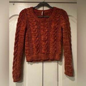 Free People Burnt Orange Cable Knit Scoop Neck Sweater - Size M